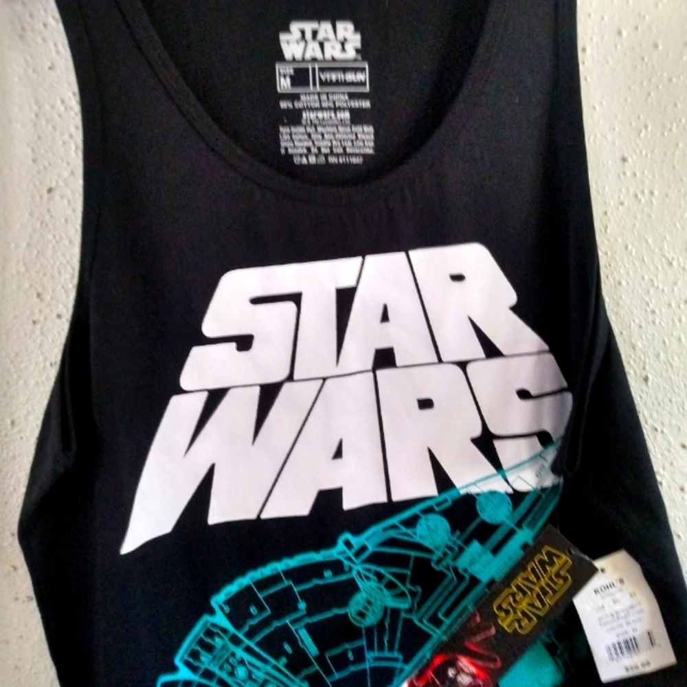 Junior boys star wars tank top medium new